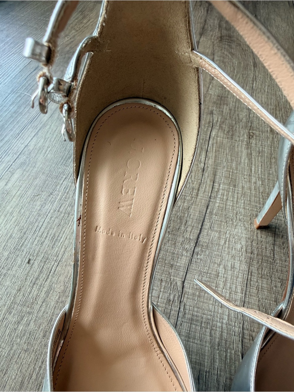 J. Crew Silver Pointed-Toe Double Ankle Strap Heels - Picture 4 of 7